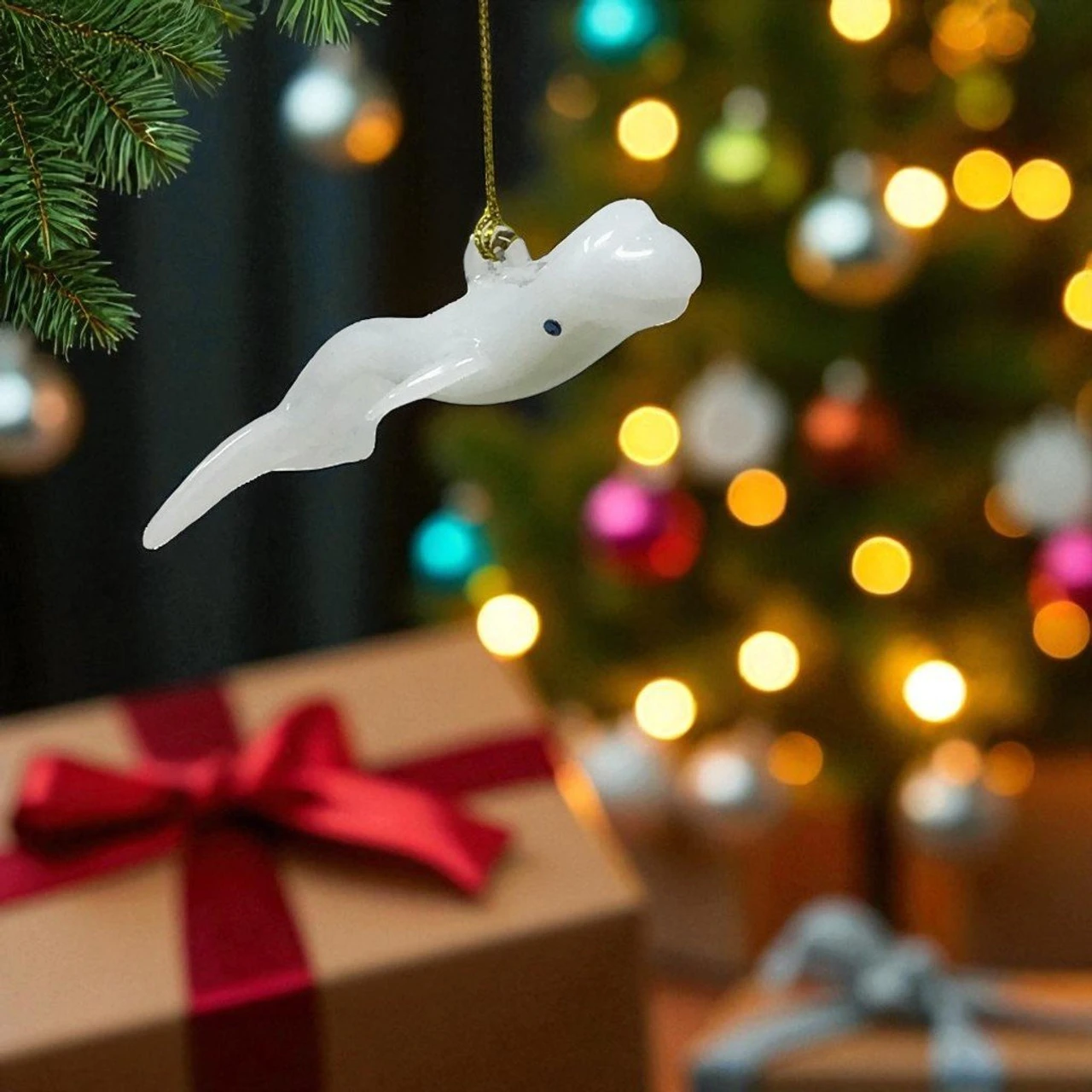 Egyptian Museum Glass Beluga Whale Ornament 2 Egyptian Museum Glass Beluga Whale Ornament - Image 2