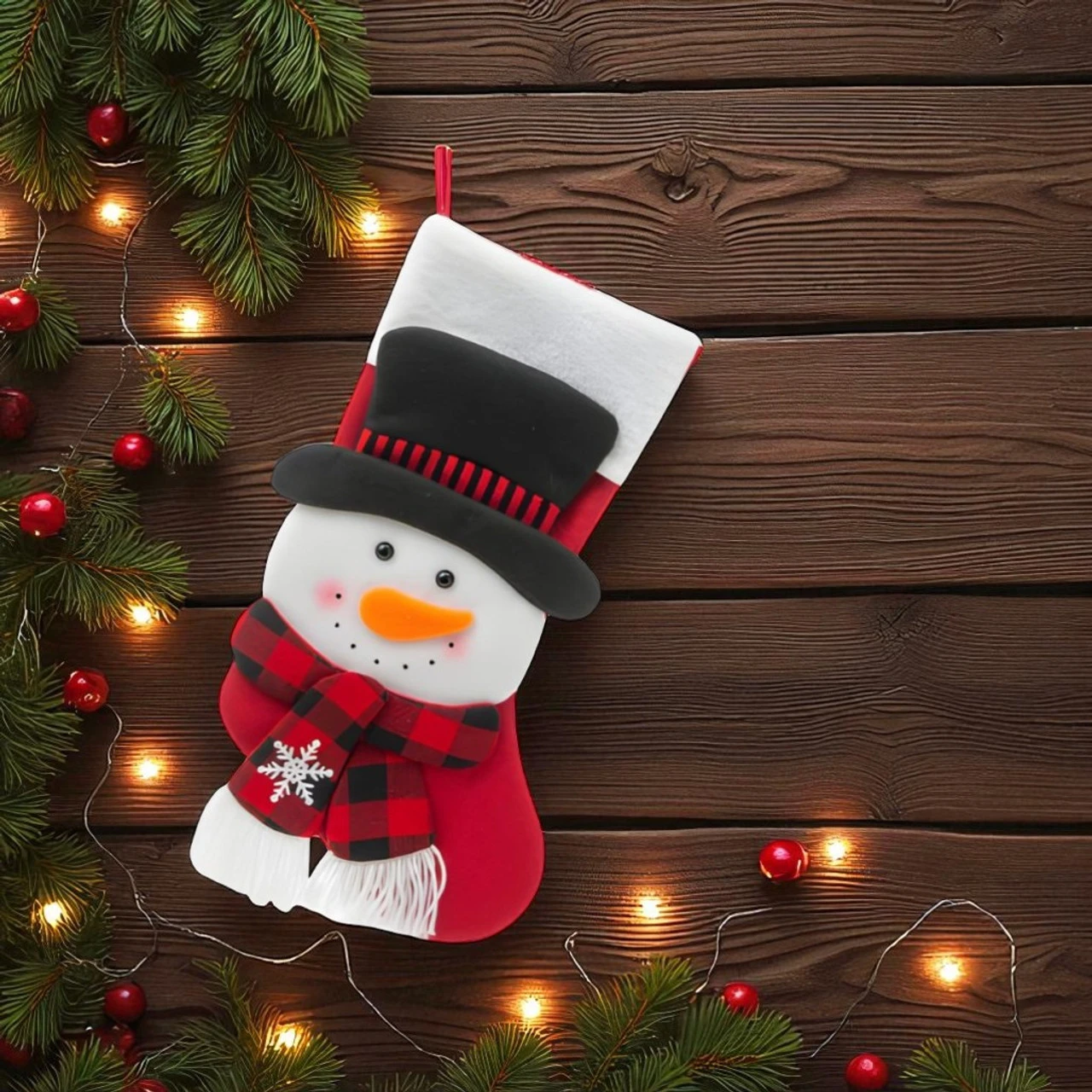 Snowman With Hat And Scarf Holiday Stocking 2 Snowman With Hat And Scarf Holiday Stocking - Image 2
